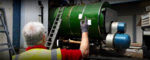 Industrial boiler being removed by Wakefield Waste Traders