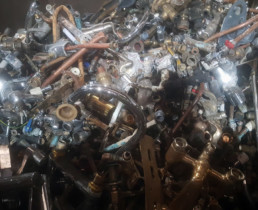 A pile of scrap brass